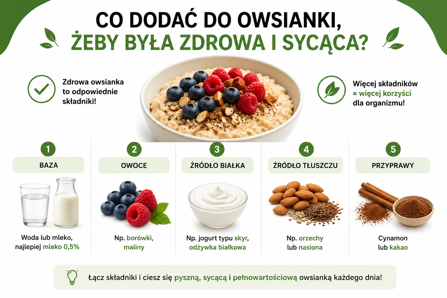 Co dodać do owsianki żeby była zdrowa i sycąca